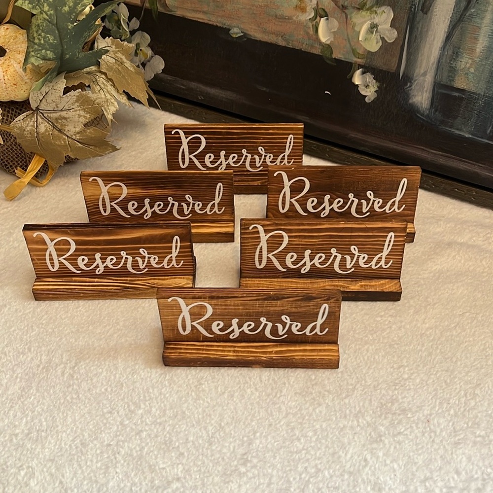 Set of 6 Mini Reserved Signs with Stands